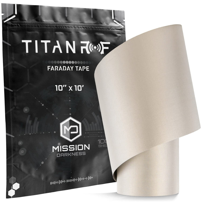Mission Darkness TitanRF Faraday Tape // 10in W x 10ft L (25.4cm x 3.05m) High-Shielding Conductive Adhesive Tape Roll Used to Connect TitanRF Fabric Sheets or Seal RF Enclosures 10in x 10ft - BeesActive Australia