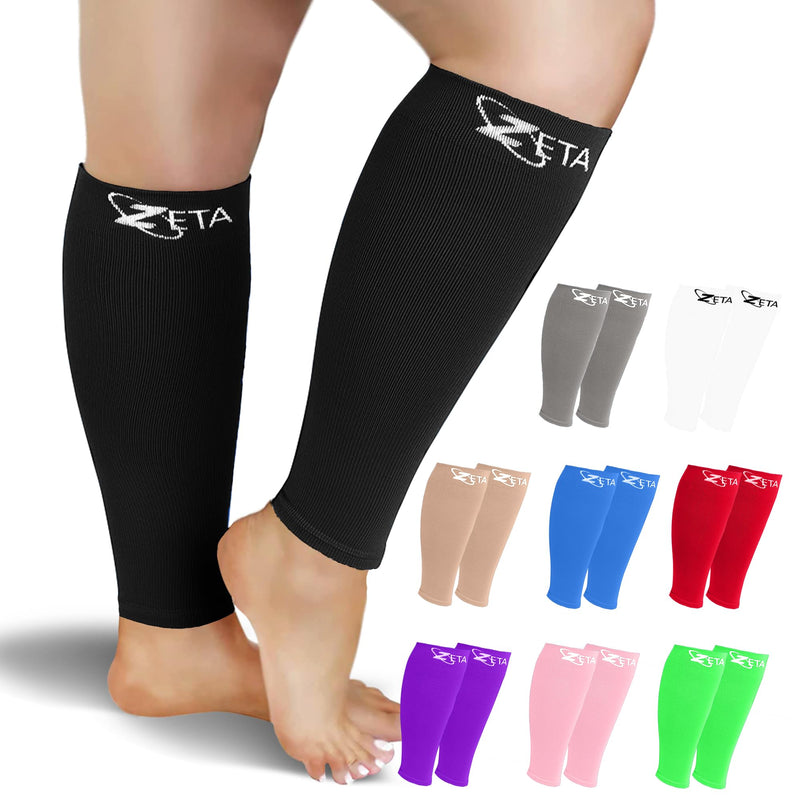 Zeta Wear Plus Size Compression Sleeves 15-19mmHg Medical Grade Wide Calf 1 Pair - Black 2XL - BeesActive Australia