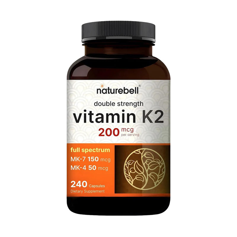 NatureBell Vitamin K2-240 Capsules - 200mcg Double Strength MK-7 & MK-4 Complex - Heart, Bone & Immune Health Support* - Complete K Vitamins Formula