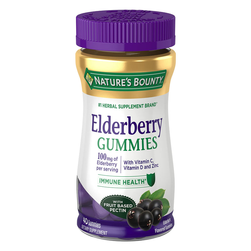 Nature's Bounty Elderberry Gummies, Immune Support, 40 Gummies | Contains Vitamin A, C, D, E and Zinc 40 Count (Pack of 1)