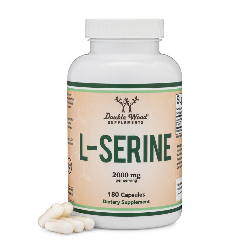 L-Serine 2,000mg, Memory, Clarity + Sleep Support, 180 Capsules | Memory, Clarity + Sleep Supplement, Full 2,000mg Clinical Serving, Nerve Support for the Aging Brain, Vegetarian, 45 Servings