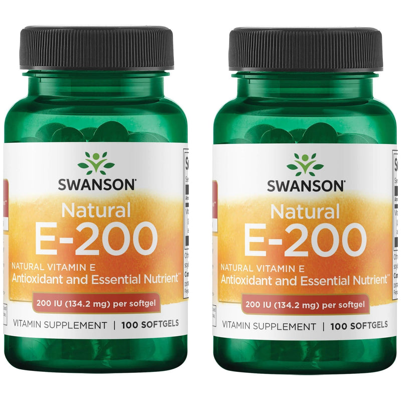 Swanson Vitamin E Heart and Tissue Protection 200 IU, 100 Softgels, 2 Pack | Natural Vitamin E Provides a Cardiovascular Health-Supporting Nutrient for Heart Health and Tissue Protection 100 Count (Pack of 2)