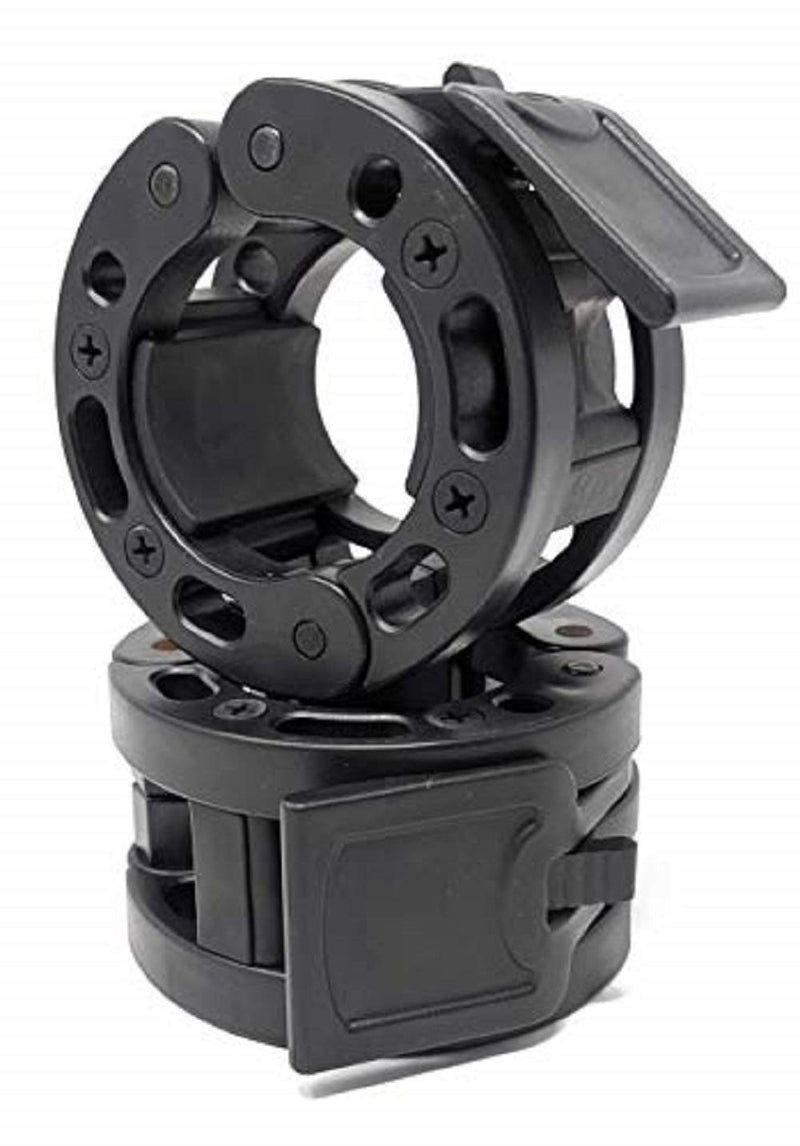 Clout Fitness Olympic Barbell Clamps Collars Quick Release Pair of Locking Weight Clips Fit 2 Inch Barbell for Weightlifting Olympic 2" Black - BeesActive Australia