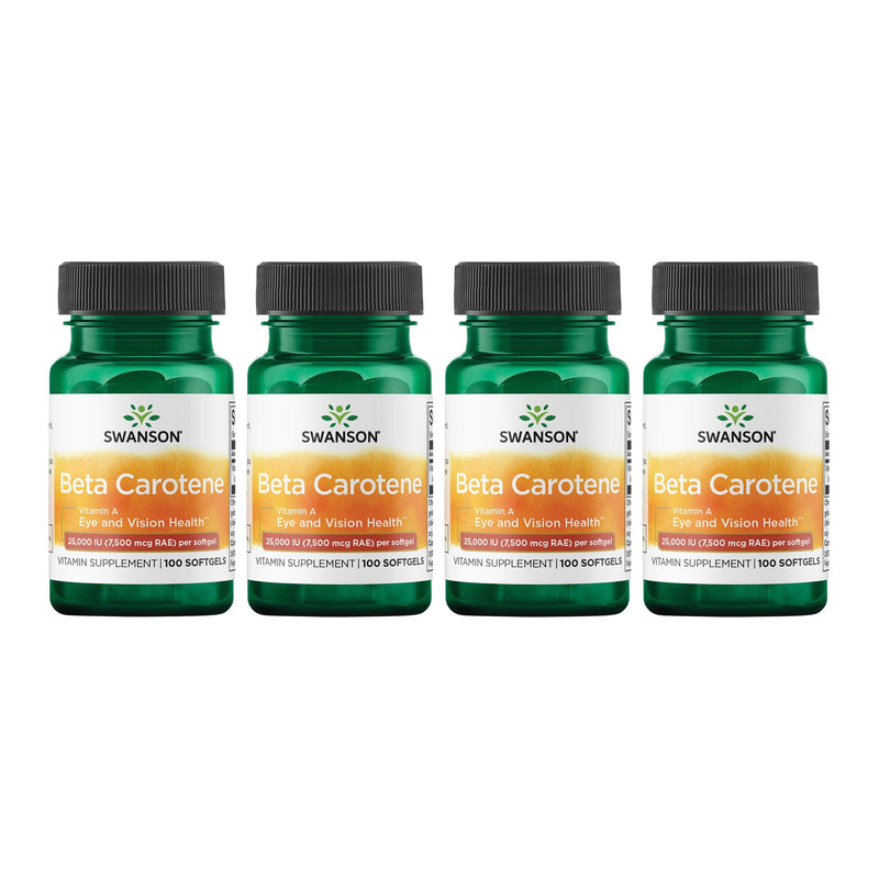Swanson Beta-Carotene (Vitamin A) 25000 Iu (7500 mcg) 100 Sgels (4 Pack) 100 Count (Pack of 4)