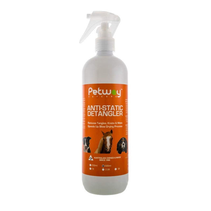 Petway Petcare Anti-Static Detangler, Dematting Spray for Dogs, Cats And Horses, Free of Phosphates, Parabens & Enzymes, Tangle Remover, Daily Grooming Aid, Soap & No Artificial Fragrence added, 500ml 500 - BeesActive Australia