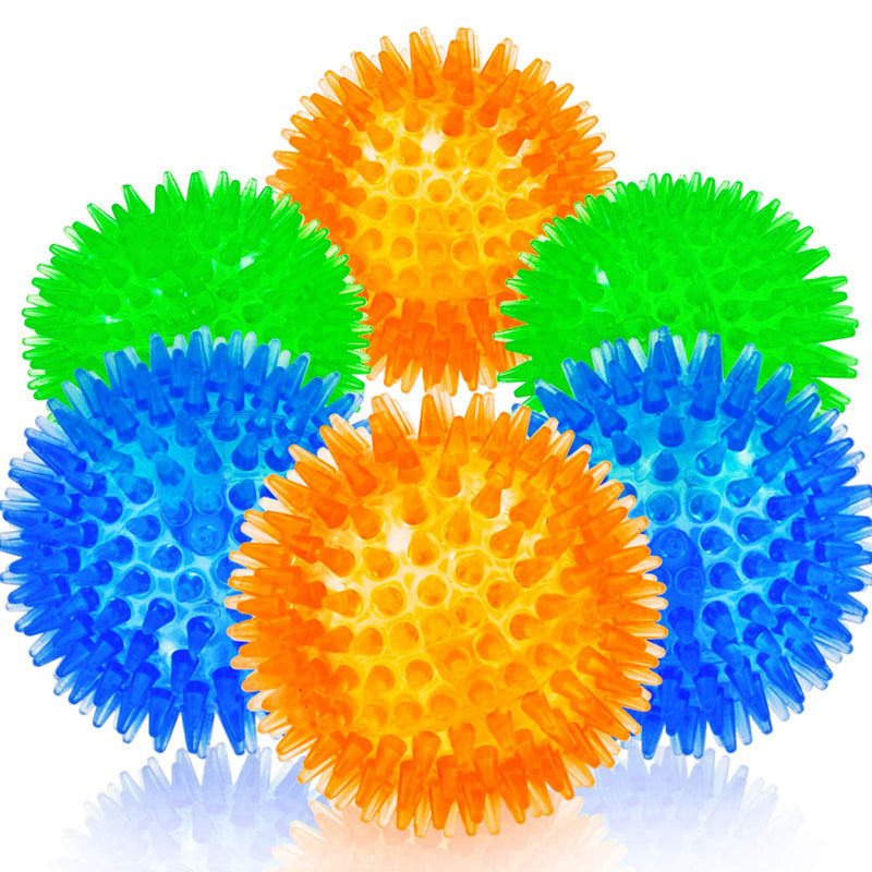 Squeaky Fetch Spike Balls TPR Toys for Pet Small Dogs Puppy Rubber 6 Pack Bright Colors Chew Teething Toys Small Set of 6 Multi - BeesActive Australia
