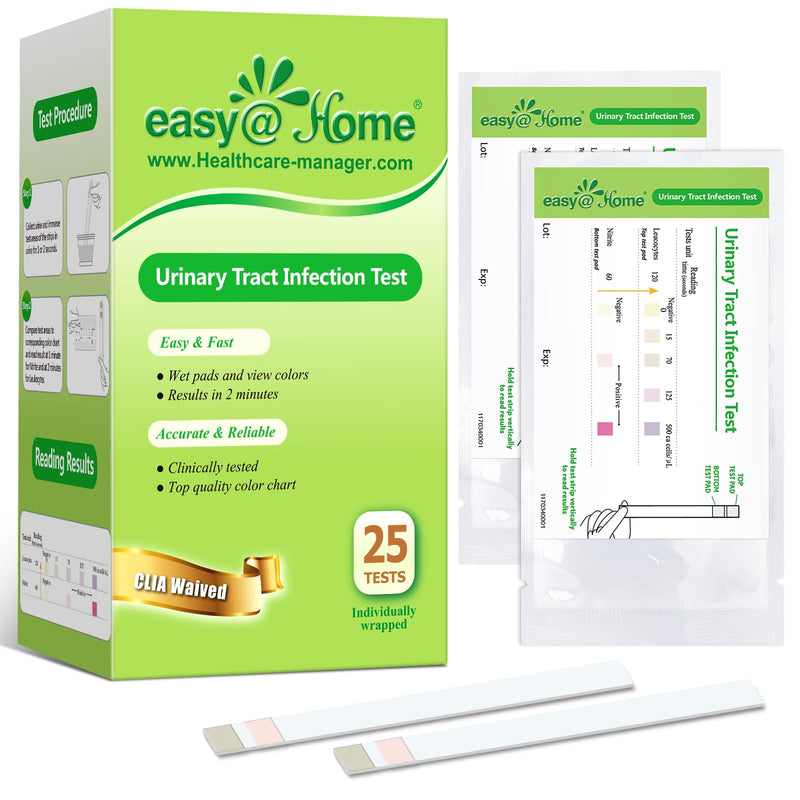 Easy@Home 25 Individual Pouch Urinary Tract Infection Test Strips, UTI Urine Testing Kit for Urinalysis and Detection of Leukocytes and Nitrites (UTIPOUCH-25P) 25 Count (Pack of 1) - BeesActive Australia