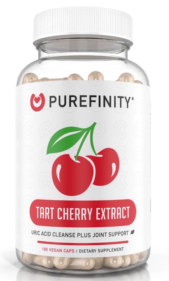 Tart Cherry Capsules, Uric Acid Flush Extract for Joints, 180ct | 6 Month Supply of Concentrated Tart Cherry Extract for Uric Acid Crystal Flush for Joint Recovery Support & Cleanse, Non-GMO 180 Count (Pack of 1)