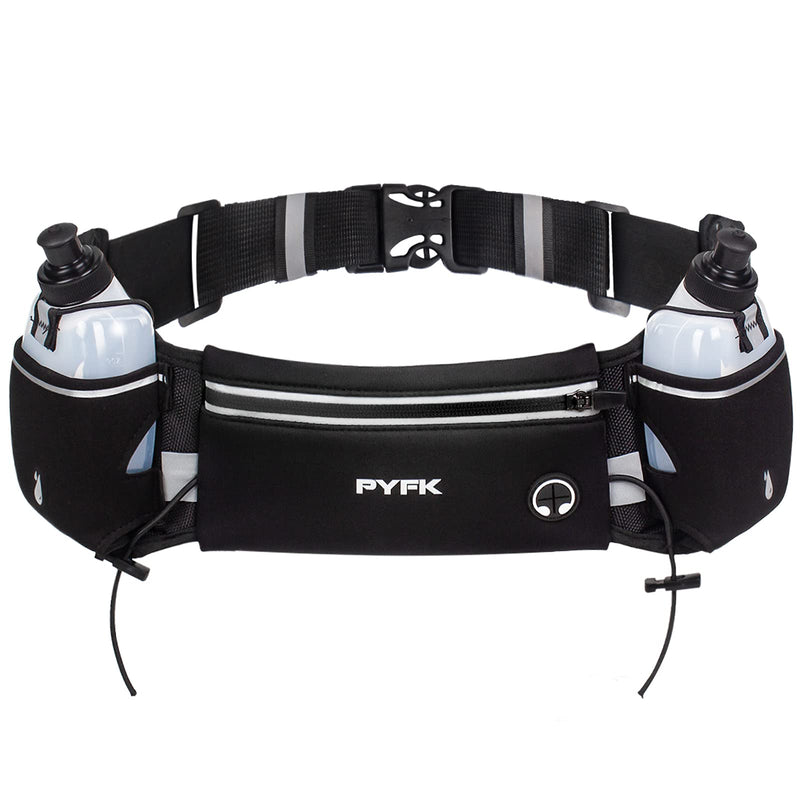 PYFK Running Belt with Water Bottles, Hydration Belt for Men and Women, Water Bottle Holder Running Pouch Water Belt, Fanny Pack Fits 7 inches Phones, Waist pack for Runner Jogging black(black) - BeesActive Australia