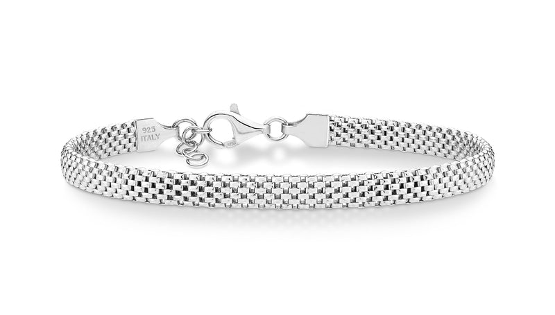 Miabella 925 Sterling Silver Italian 5mm Mesh Link Chain Bracelet for Women, Made in Italy Length 6.5 Inches + 0.5 Ext. (X-Small) - BeesActive Australia