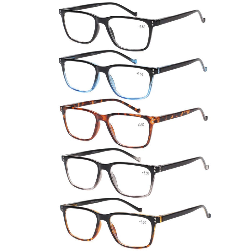 JOSCHOO 5 Pack Reading Glasses Men Women Spring Hinges Comfortable Glasses for Reading (5 Mix, 2.0) 5 Mix 2.0 x