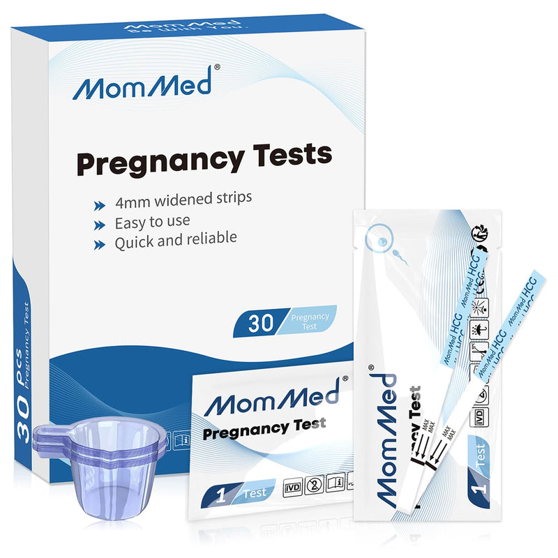 MomMed Pregnancy Test, 30 HCG Pregnancy Test Strips for Early Detection, Over 99% Accurate, 30 Free Urine Cups, Bulk Pregnancy Tests for Home Use, Pruebas de Embarazo 30 Count (Pack of 1) - BeesActive Australia