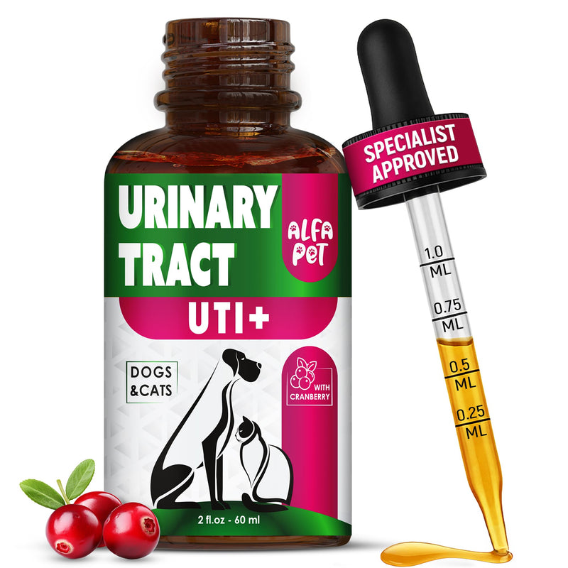 Сat Urinary Tract Infection Treatment with Cranberry – Dog UTI Treatment to Care for Bladder – Cat UTI Treatment for Kidneys – Preventive Support for Renal Health in Drops – 2 Oz - BeesActive Australia