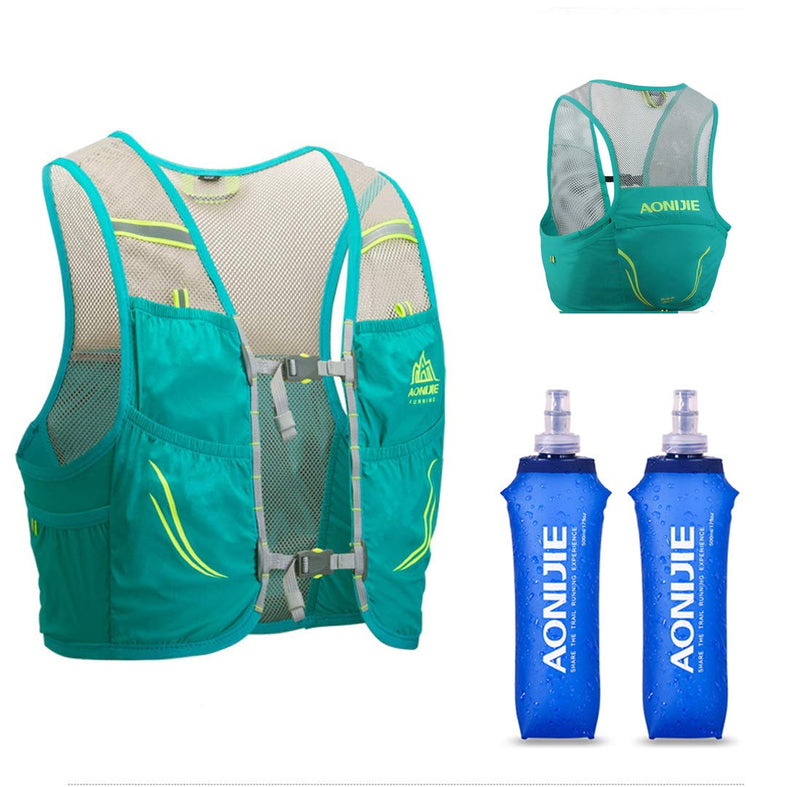 Lovtour Hydration Race Vest,2.5L Running Vest Lightweight Pack with 2 Soft Water Bottles Bladder for Marathoner Running Race Cycling Hiking Camping Biking Mint Green S-M