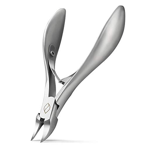FERYES Toenail Clippers for Thick, Ingrown Toenails - Large Handle Toenail Cutters, Ingrown Tools 4R14 Stainless Steel Nail Clippers - Silver