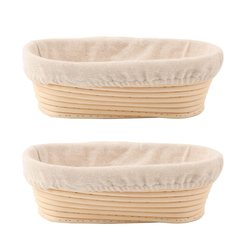 DOYOLLA Bread Proofing Baskets Set of 2 10 inch Oval Shaped Dough Proofing Bowls w/Liners Perfect for Professional & Home Sourdough Bread Baking - BeesActive Australia