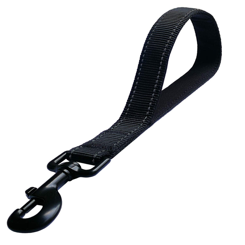 Short Dog Leash - Traffic Padded Handle - Heavy Duty - Short Nylon Dog Lead for Training Control - Reflective Threads Pet Leashes for Large Dogs and Medium Dogs (12 Inch, Reflective Black) 12 Inch - BeesActive Australia