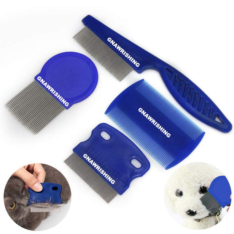 Flea Comb 4Pcs with High Strength Teeth Pet Tear Stain Remover Combs, Pet Dog Cat Grooming Comb Set Effective Float Hair Remover - BeesActive Australia