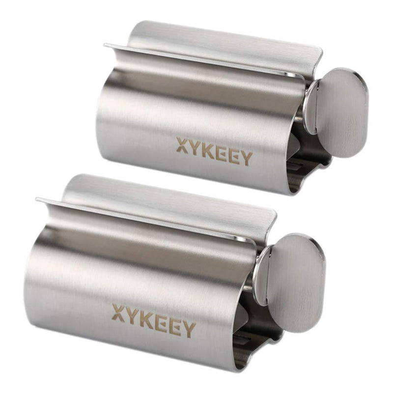 XYKEEY Set of 2 Toothpaste Squeezer Rollers, Metal Toothpaste Tube Wringer Seat Holder Stand (Stainless Steel) Stainless Steel - BeesActive Australia