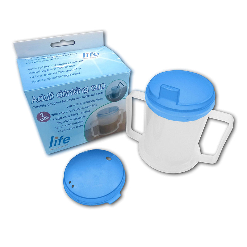 LIFE Healthcare Adult Drinking Cup for Elderly ‚Äì 300ml Non Spill Cups ‚Äì Dishwasher Safe Non-BPA Plastic Two Handled Cup for Elderly ‚Äì Plastic Beakers for Adults, Disability People