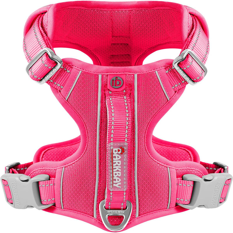 BARKBAY Dog Harness No Pull with ID Tag Pocket - Heavy Duty, Reflective, Easy Control for Large Dogs (Pink,M) Medium(Chest:22-27") Pink - BeesActive Australia