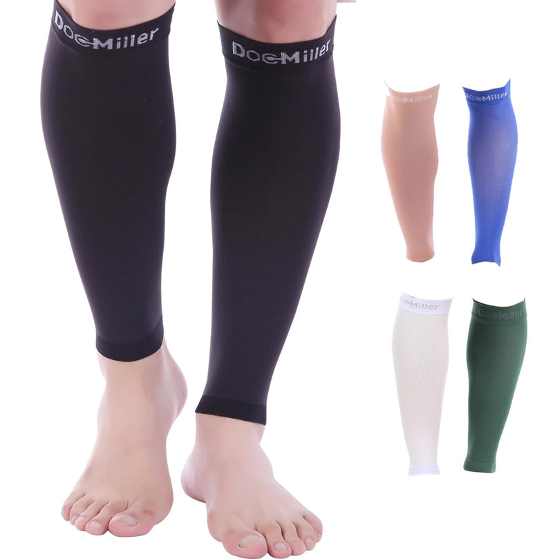 Doc Miller Calf Compression Sleeve – Footless Socks for Women & Men, 30-40mmHg Medical Design, Compression Shin Sleeves, Leg Cramp Relief, Varicose Veins, Knee High Stockings, 1 Pair Large Jet Black - BeesActive Australia