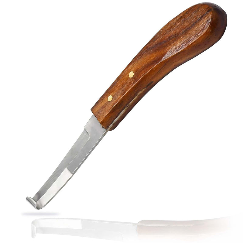 Hoof Knife Narrow Blade Left Hand Farrier Equine Horse Stainless Steel Blade Wooden Handle Better Grip - BeesActive Australia