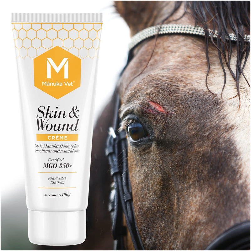 Manuka Vet Skin & Wound Crème, 350+ MGO Medical Grade Manuka Honey, Rapid Healing & Skin Repair Treatment for Dogs, Horses and Other Animals, 3.53oz (100g) Tube - BeesActive Australia