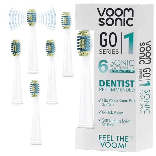 Voom Sonic – Pro 3/Pro 5 Replacement Heads | Pack of 6 Replacement Brushes | Advanced Bristle Technology| Soft DuPont Nylon Bristles | Oral Care 6 Count (Pack of 1)