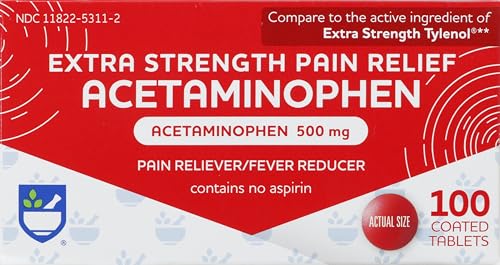 Rite Aid Extra Strength Acetaminophen Easy Tabs Tablets, 500 mg - 100 Count | Pain Reliever & Fever Reducer | Migraine Relief Products | Joint Pain Relief | Muscle Pain Relief | Menstrual Pain Relief