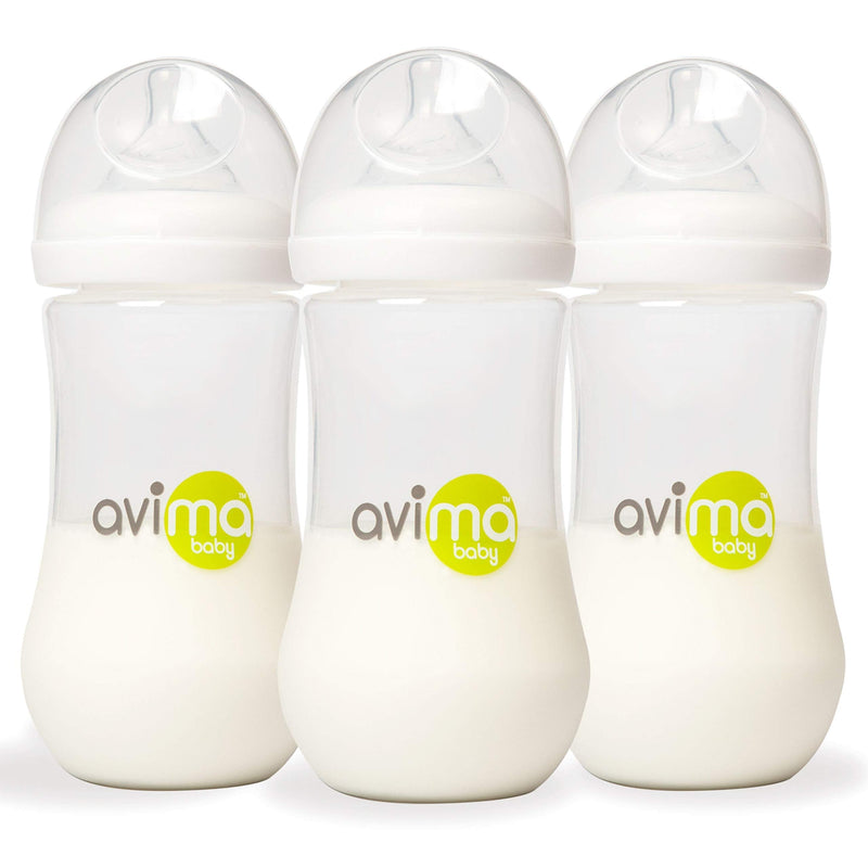 Avima 12 oz Anti Colic Infant Bottles, BPA Free, Wide Neck with Fast Flow Nipples (Set of 3) 12 Ounce - 3 Pack - BeesActive Australia