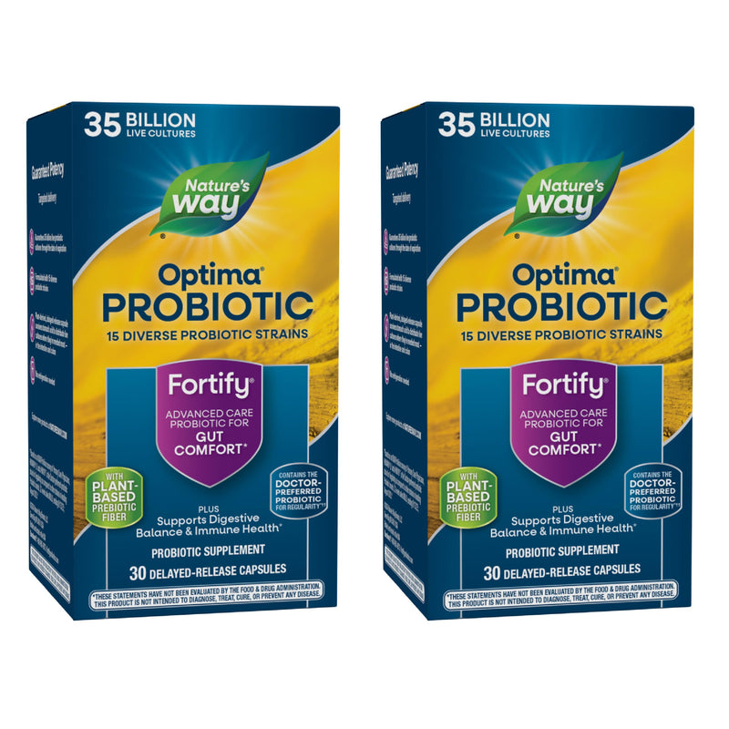 Nature's Way Fortify Optima Probiotic for Adults, 35 Billion Cultures, 15 Strains, Supports Digestive Balance and Immune Health*, No Refrigeration Required, 30 Capsules (Packaging May Vary) - 2 Pack 60 Count (Pack of 1)