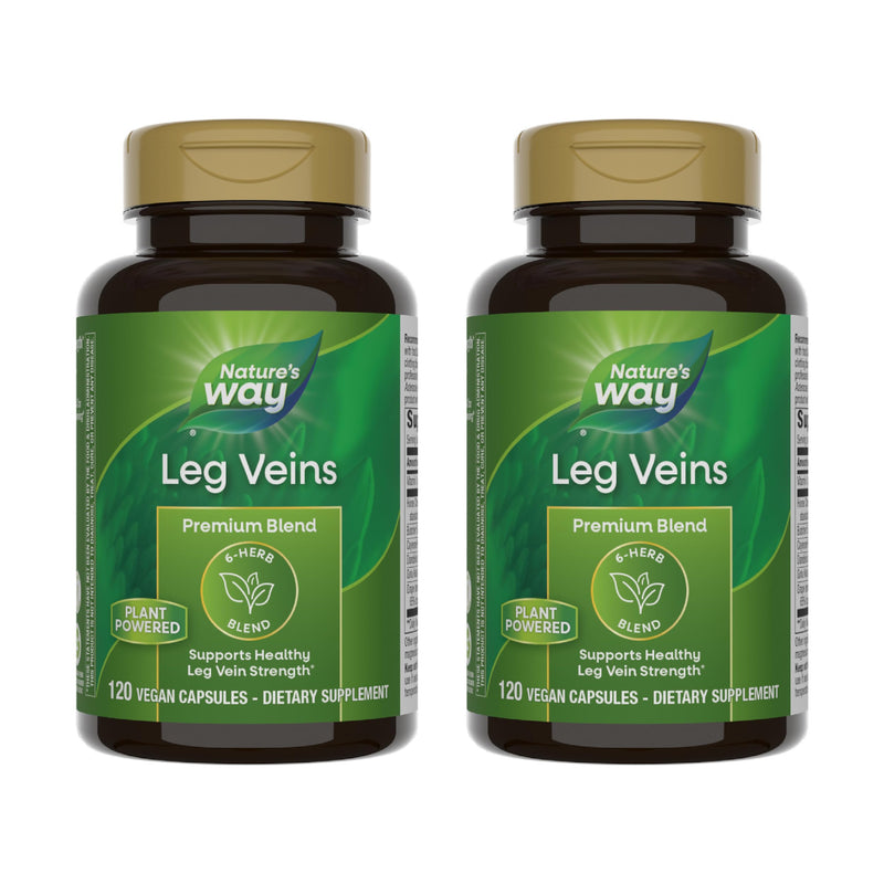 Nature's Way Leg Veins - Supports Healthy Leg Vein Strength* - 6-Herb Blend - With Horse Chestnut Extract, Dandelion - Vegan & Gluten Free - 120 Vegan Capsules (Pack of 2) 240 Count (Pack of 1) - BeesActive Australia