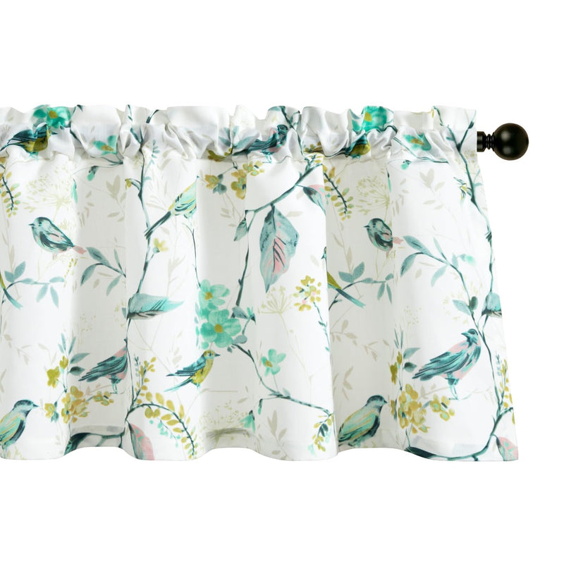 Leeva Birds Vines Printed Curtains Valance for Kitchen Bath Laundry Bedroom Living Room, Rod Pocket Semi-Blackout Valances for Windows, 52 x 18 Inch, Green Birds, One Panel 52"W x 18"L | One Panel - BeesActive Australia