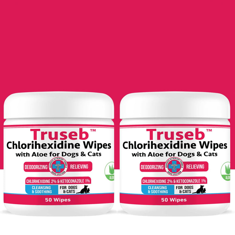 Truseb Topical for Dogs, Cats and Horses - with Aloe for Cleansing (Ketoconazole & Chlorhexidine Wipes, 100 count) Ketoconazole & Chlorhexidine Wipes - BeesActive Australia