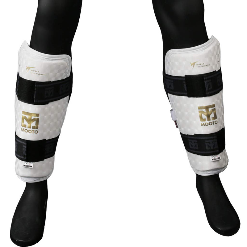 Mooto Korea Taekwondo Extera S2 Shin Protector Guard WT Logo MMA Martial Arts Kickboxing Karate Training Match Gym School Academy (Small(Length 24cm or 0.78 ft)) - BeesActive Australia