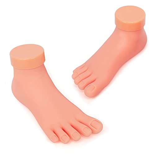 Krofaue 1 Pair Fake Foot Model, Flexible Soft Silicone Nail Practice 1 Pair Practice Fake Foot