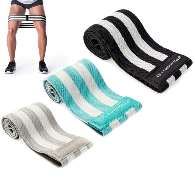 DYNAPRO Fabric Mini Bands High Performance, No Rubber Contact, No Roll, No Slip Resistance Bands aka Hip Bands Grey, Mint, Black Light, Medium, Heavy - BeesActive Australia