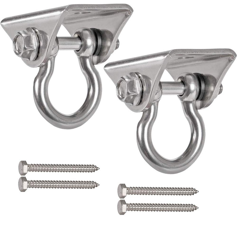 Set of 2 Heavy Duty 180° Swing Hangers, Stainless Steel Swing Hook for Ceiling Wooden Porch Swing Hanging kit Playground Gym Rope Boxing Bag Hammock Chair Yoga Swing Mount 1000 lb Capacity 2 Pack