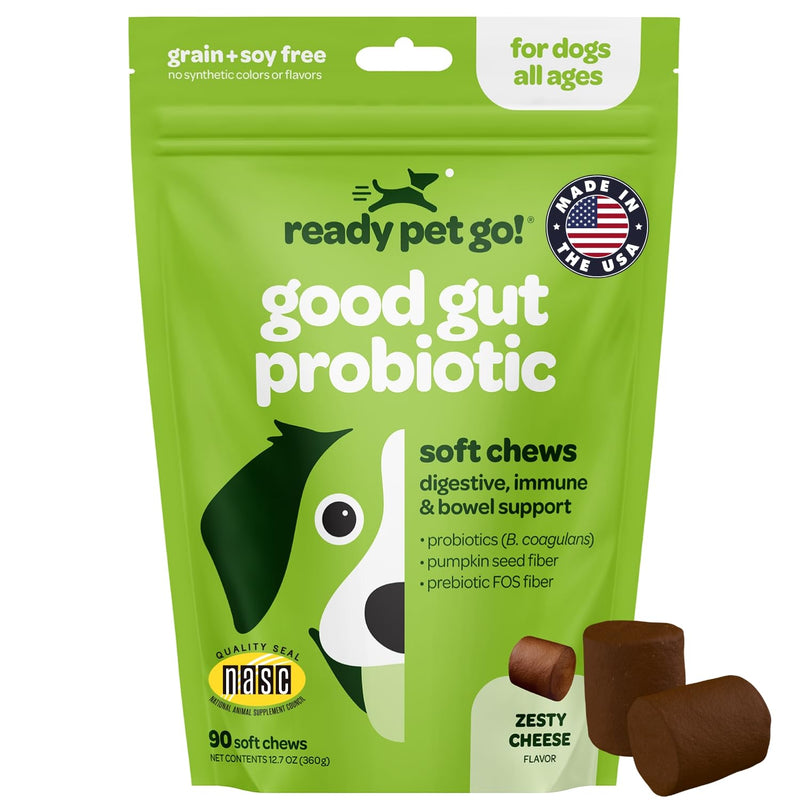 Probiotic Chews for Dogs Gut Health | Tasty Pre and Probiotics for Dogs Digestive Health with Pumpkin Dog Probiotics and Digestive Enzymes | NASC Certified & Made in The USA | 90 Chews 90 Count (Pack of 1) - PawsPlanet Australia