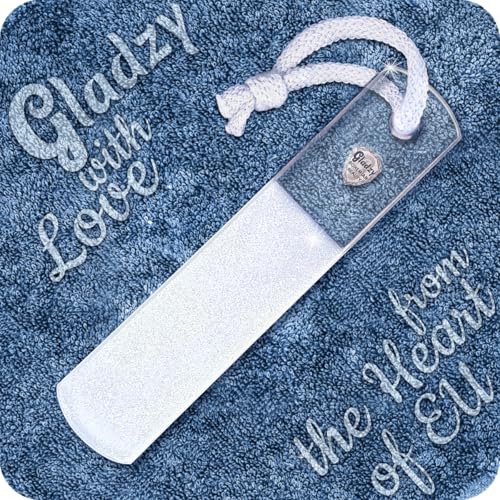 GLADZY Czech Glass Foot File Callus Remover – Double Sided Etched, Different Grit Coarse & Fine Surfaces for Hard Skin & Cracked Heels, Professional Pedicure Tool, Washable Reusable, Made in EU Medium