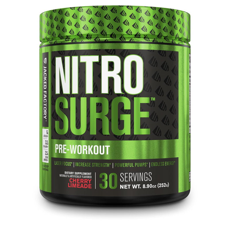 NITROSURGE Pre Workout Supplement - Endless Energy, Instant Strength Gains, Clear Focus, Intense Pumps - Nitric Oxide Booster & Preworkout Powder with Beta Alanine - 30 Servings, Cherry Limeade 30 Servings (Pack of 1) - BeesActive Australia