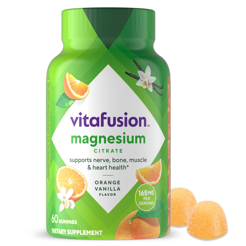 Vitafusion Magnesium Citrate Gummy | 165mg | 60 Gummies | for Adult Women & Men | Orange Vanilla Flavor | Gluten-Free Vitamin Supplement 60 Count (Pack of 1)