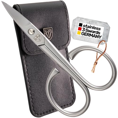 3 Swords Germany Solingen - brand quality STAINLESS STEEL INOX CURVED NAIL SCISSORS - STRONG SCISSORS FOR STRONG PEOPLE with case by 3 Swords Germany