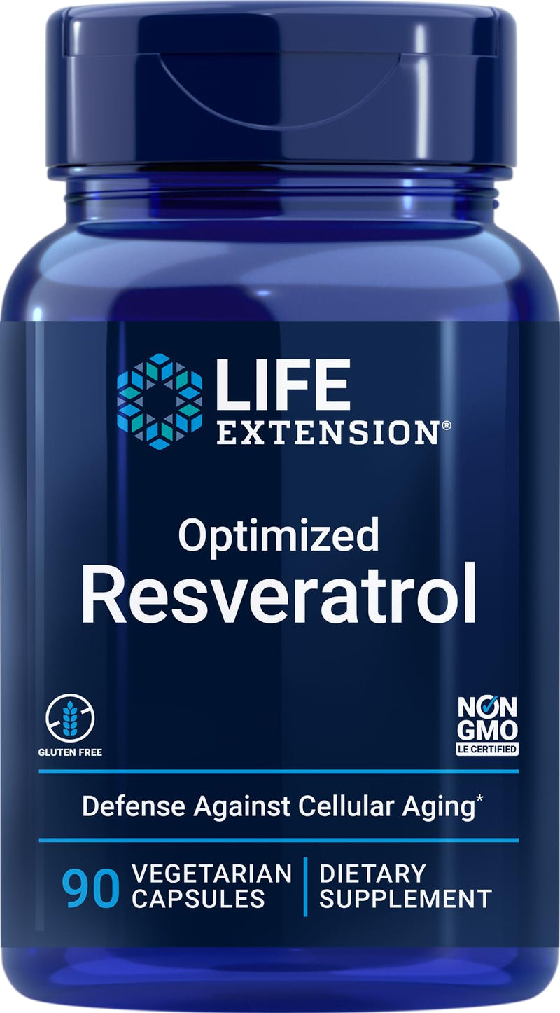 Life Extension Optimized Resveratrol, 90 Vegetarian Capsules 90 Count (Pack of 1)
