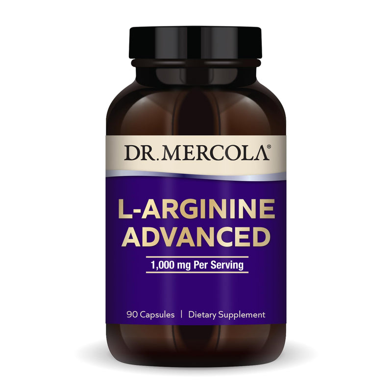 Dr. Mercola L-Arginine Advanced, 30 Servings (90 Capsules), 1,000 mg Per Serving, Dietary Supplement, Supports Energy Production, Non-GMO