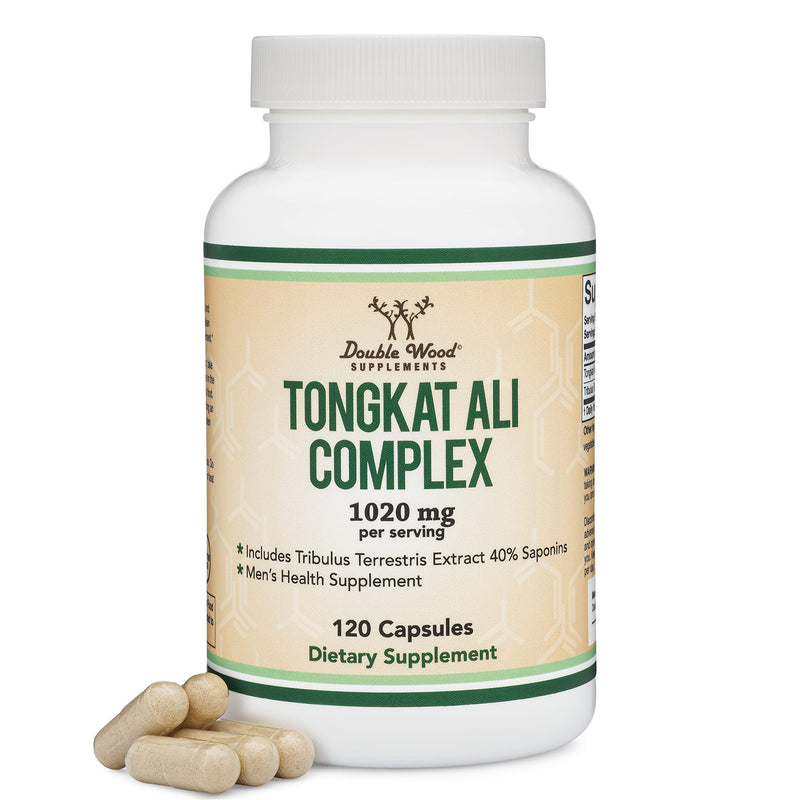 Tongkat Ali Extract 200 to 1 for Men (Longjack) Eurycoma Longifolia, 1020mg per Serving, 120 Capsules - Men's Health Support with 20mg Tribulus Terrestris (Third Party Tested) by Double Wood - BeesActive Australia
