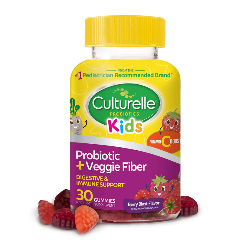 Culturelle Daily Probiotic for Kids + Veggie Fiber Gummies (Ages 3+) - 30 Count - Digestive Health & Immune Support – Berry Flavor with a Vitamin C Boost Kids (30 Count) - BeesActive Australia