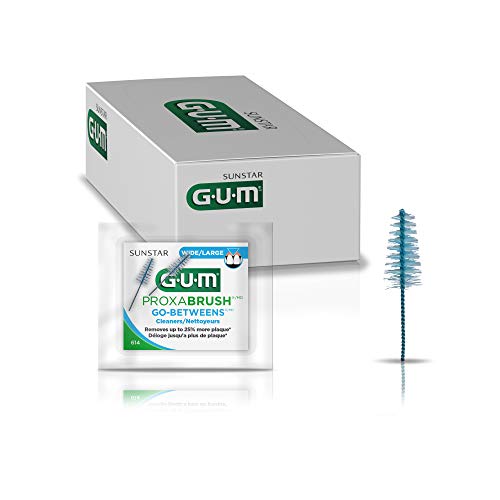GUM - 614PQA Proxabrush Go-Betweens Wide Interdental Brush Refills, Item 614 Professional Samples, 2 Refills per Pack, 18 Packs