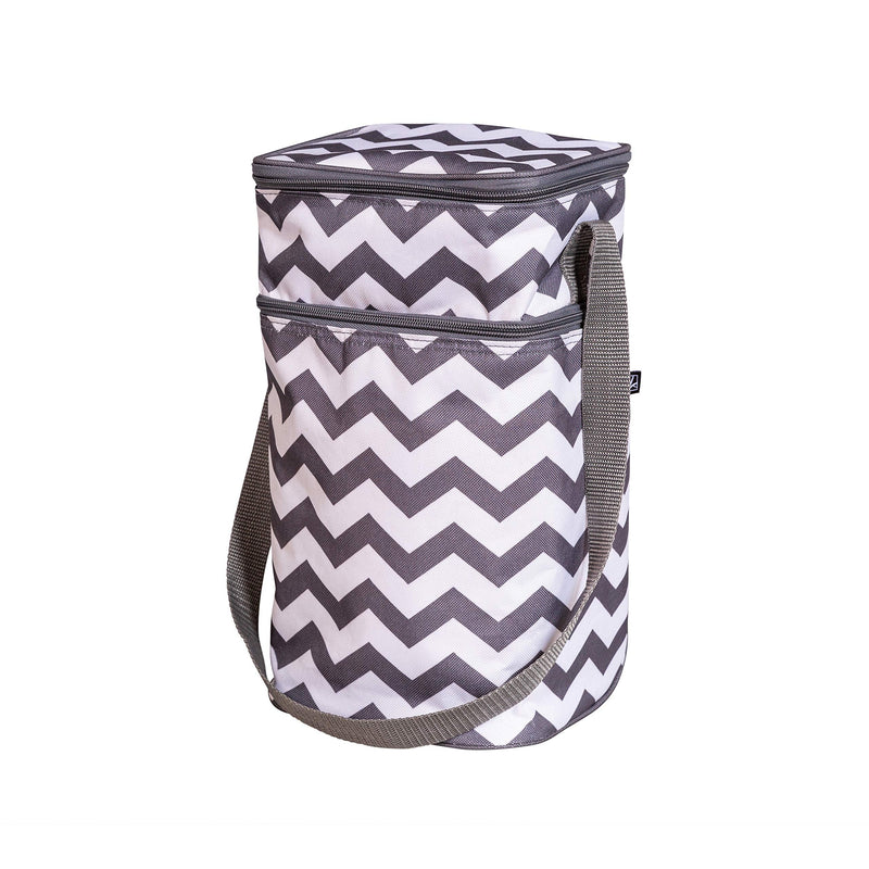 J.L. Childress 6 Bottle Cooler, Insulated Breastmilk Cooler & Lunch Bag for Baby Food & Bottles, Leak-Proof & Heat-Sealed, Ice Pack Included, Grey/Teal Clover (3105GY-CL) Grey Chevron - BeesActive Australia
